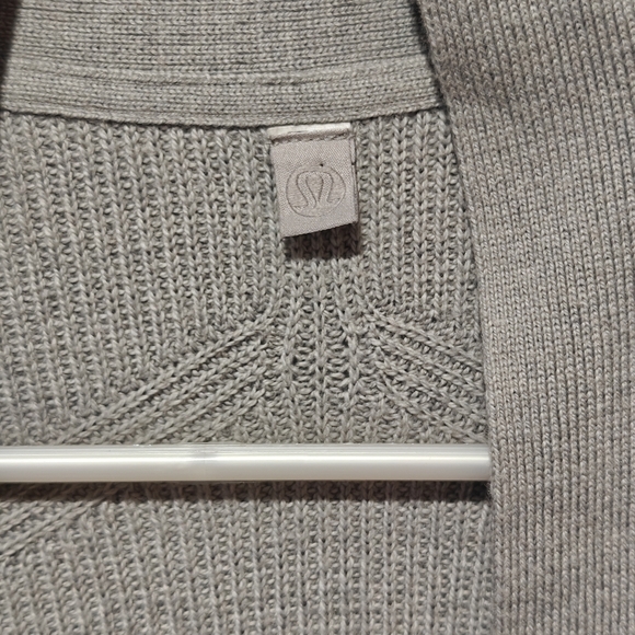 Lululemon Merino Wool Blend Sweater Size 10 Ribbed Long Wrap Heathered Gull Grey - Picture 6 of 9